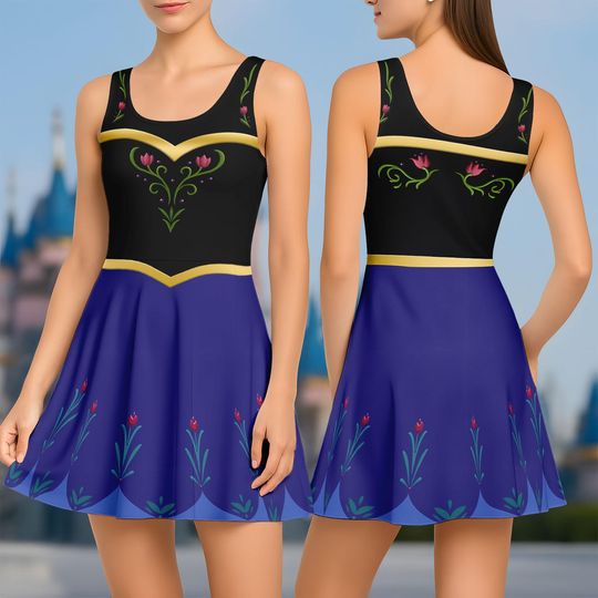 Discover Anna Frozen Costume Skater Dress, Princess Anna Cosplay Outfit, Disneybound Frozen Dress for Women, Fairytale Party Dress, Frozen Dress