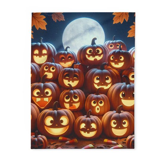 Discover Pumpkin Fleece Blanket: Cozy Halloween Decor, Autumn Home Accent