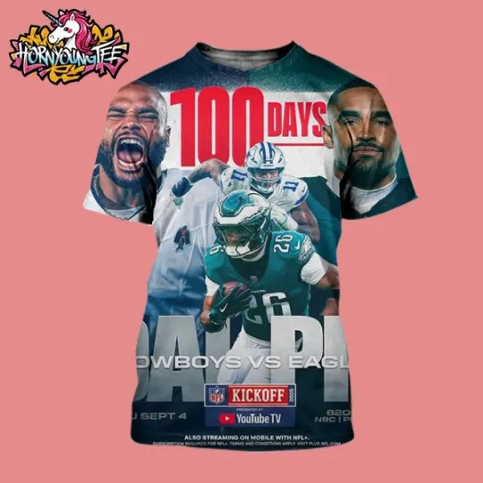 Discover Kick Off 2025 Cowboys vs Eagles Poster Game On September 4 2025 Match 3D Shirt