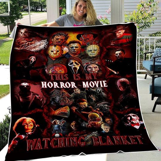 Discover This Is My Horror Movie Watching Halloween Quilt Blanket, Horror Movie Cozy Quilt Blanket, Bedding blanket, Bedding Decor, Home Decor Gift.