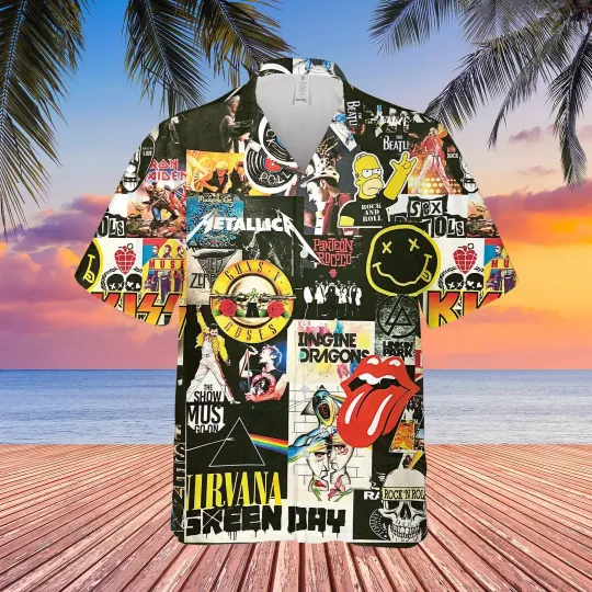 Discover Classic 80s Rock Band Unisex Hawaiian Shirt Summer Shirt