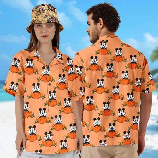 Discover Mickey Mouse Pumpkin Hawaii Shirt, Disney Mickey Mouse Halloween Hawaiian Shirt, Halloween Horror Button Up Shirt, Magic Kingdom Gift