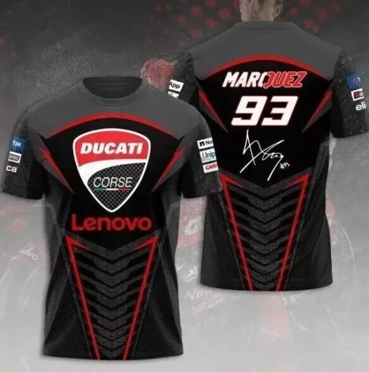 Discover Ducati Le-Novo Team X Marc Marquez 3D All Over Print T-Shirt For Fans