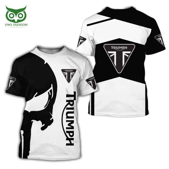 Discover Triumph Motorcycles Black and White Logo 3D Shirt