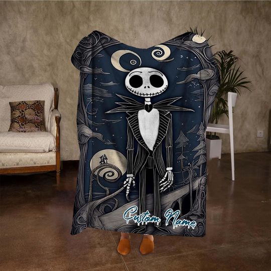 Discover Custom Name Ghost Groom Blanket, Retro Halloween Throw Blanket, Personalized Black Blanket, Halloween Party Decor, Gifts for Kids.
