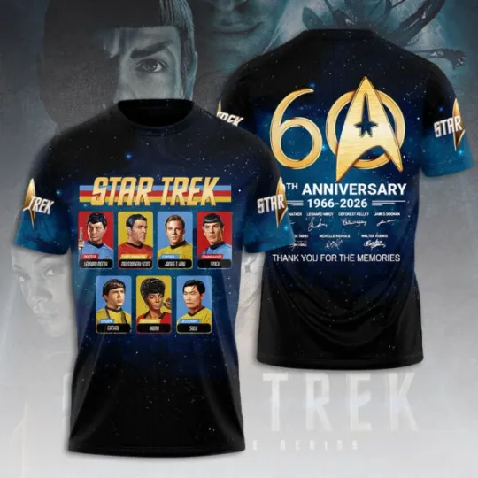 Discover Star Tr*ek 60Th Anniversary 1966-2026 Thank You For Memories 3D T-Shirt