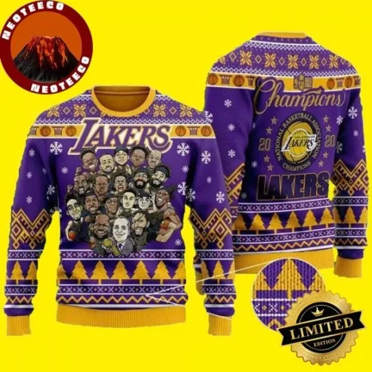 Discover Chibi LAs Lakers NBA Champions For Unisex Lakers Ugly Sweater Christmas