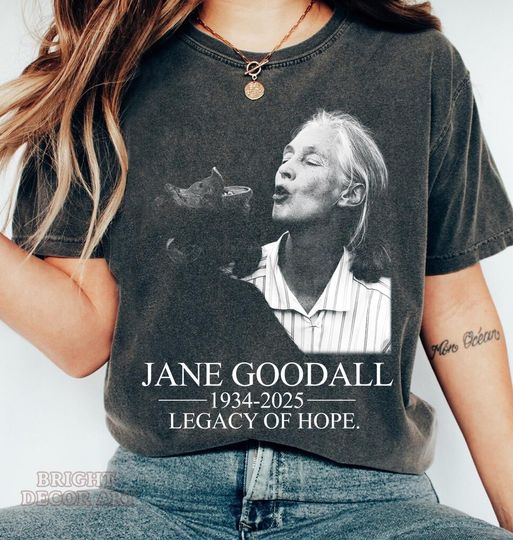 Discover In Memory of Jane Goodall Comfort Colors Shirt, Jane Goodall Tshirt, Remember Jane Goddall, Jane Goodall Tribute Tee, Rip Jane Goodall Lover