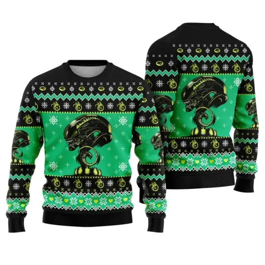 BG Xenomorph Alien Ugly Christmas Sweatshirt | Alien Movie Christmas Sweater