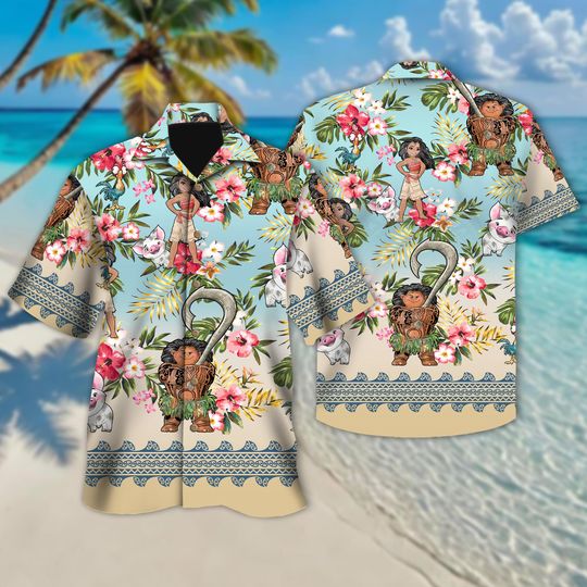 Discover Disney Moana Hawaiian Shirt, Disneyland Moana Button Up, Disney Princess Hawaiian Shirt