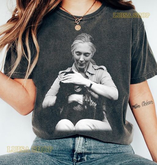 Discover Jane Goodall Tribute, Wildlife Conservation Legacy Tee, in Memory of Jane Goodall, Feminist Illustratio, Goodall Lover