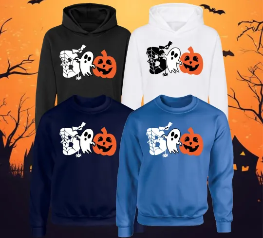Discover Halloween Pumpkin Ghosts Hoodie Unisex Sweater
