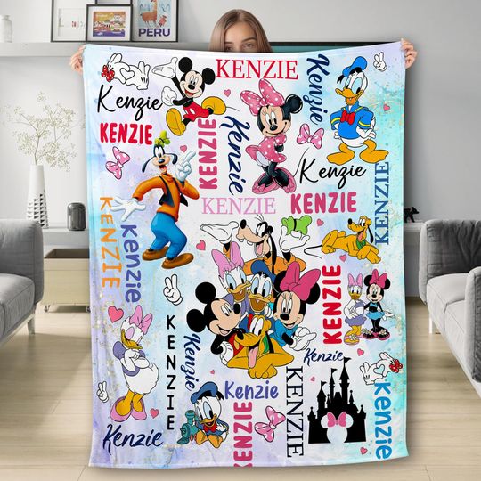 Discover Personalized Watercolor Mouse and Friends Blanket, Magic Castle Baby Blanket, Gift for Kids, Magic Kingdom Fleece Blanket, Cartoon Quilt