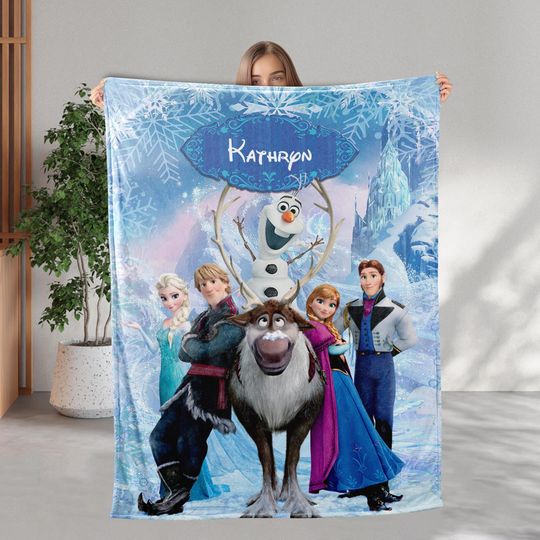 Discover Personalized Frozen Blanket, Custom Name Elsa Princess Blanket, Princess Elsa Birthday Girl Gift, Kids Elsa Blanket