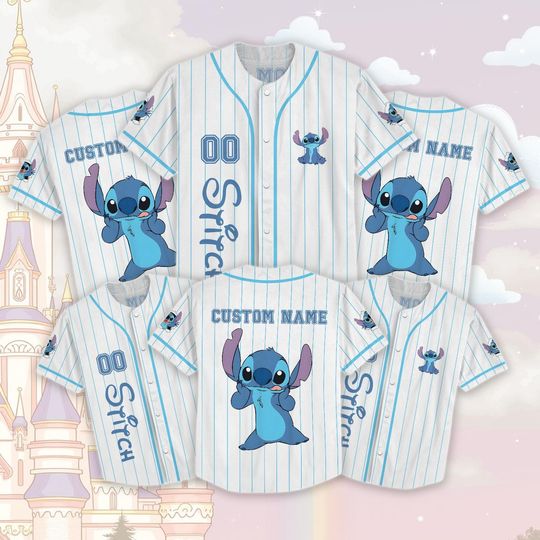 Discover Custom Stitch Baseball Jersey, Lilo and Stitch Matching Outfit, Disneyland Trip Baseball Jersey, Ohana Family Jersey, Magic Kingdom Tee