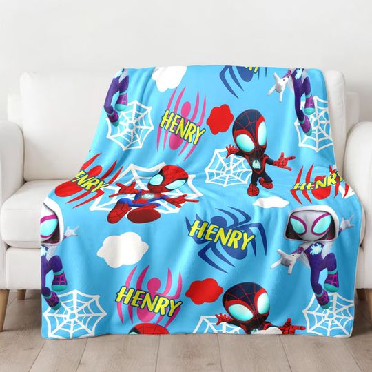 Personalized Spider Hero And Friends Blanket, Supehero Blanket