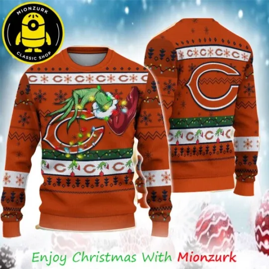 Discover Bears Special funny character’s Hand Football football 2025 Ugly Sweater