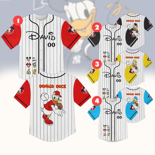 Discover Custom Donald Duck Baseball Shirt, Mickey And Friends Baseball Jersey, Disney Characters Baseball Team Shirt, Family Disney Trip Jersey