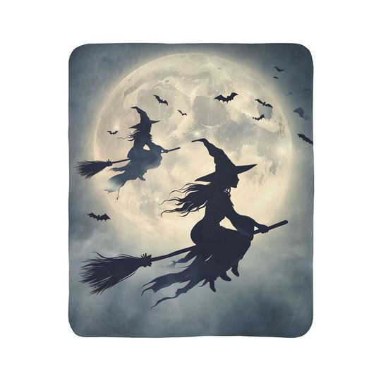 Witching Hour Fleece Sherpa Blanket | Cozy Halloween Throw | Spooky Decor | Witchy Gift | Enchanted Home Accent | Seasonal Snuggle