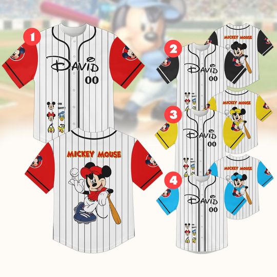 Discover Custom Mickey Mouse Baseball Jersey, Mickey And Friends Baseball Shirt, Disney Characters Baseball Team Shirt, Family Disney Trip Shirt