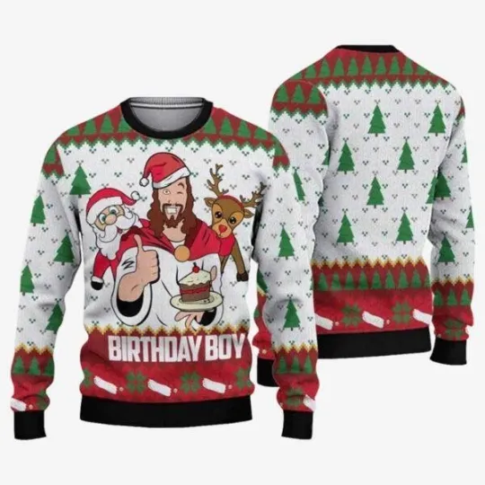 Jesus Birthday Boy Ugly Christmas Sweater