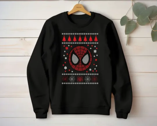 Spiderman Christmas Jumper, Superhero Funny & Festive Sweatshirt, Unisex Tee Top