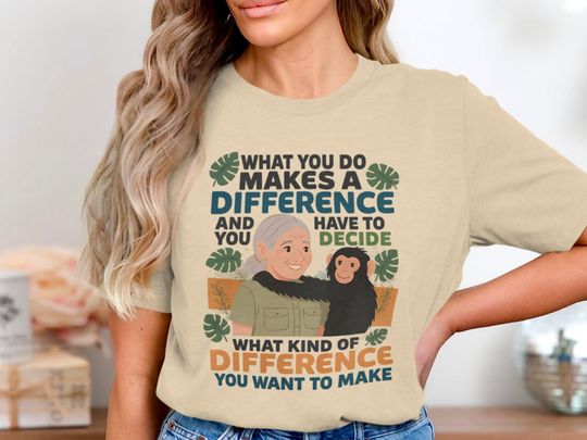 Discover Jane Goodall Shirt | Vintage Jane Goodall Sweatshirt | Chimp T-Shirt | Inspirational Quote Tee | Jane Goodall Art Print Top