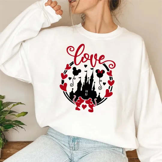 Discover Disney Valentines Jumper, Disney Couple Sweatshirt, Mickey Minnie Valentines Top