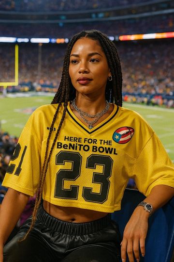 Bad Bunny Super Football Concert Crop Top Mesh Baseball Jersey - Unisex Yellow Football Jersey