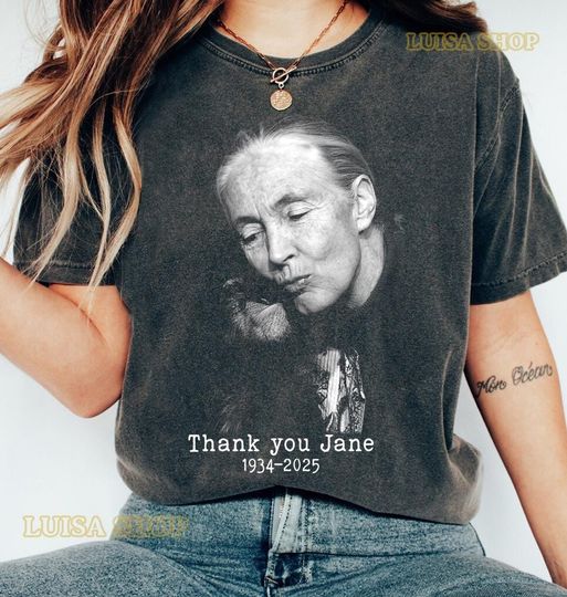 Discover Vintage Jane Goodall Tribute Comfort Colors Shirt, Thank You Jane Goodall Tee, Remember Jane Goodall Tshirt, Rip Jane Goodall Lover