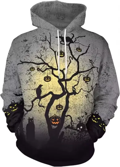 Discover 3D Pumpkin Face Hoodie – Unisex Halloween Pullover Sweatshirt