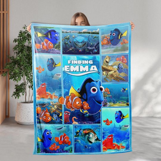 Personalized Finding Nemo Blanket, Custom Name Finding Dory Birthday Blanket Gift