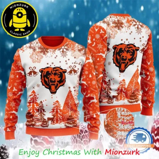 Chicago Bears Logo Football Team Special Xmas Tree 2025 Ugly Sweater Gift For Fans