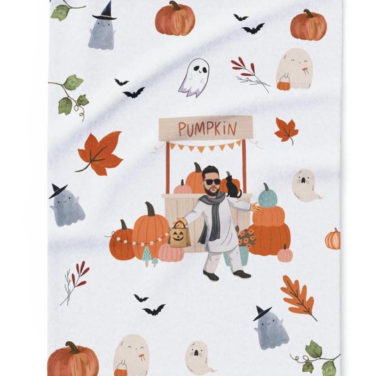 Karan Aujla Halloween Punjabi Blanket - gift for holidays, birthday, thanksgiving, Diwali, Desi home decor