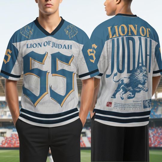 Discover Lion Of Judah Mesh Jersey, Custom Number Christian Bible Revelation 5 5 Jersey, Faith-Based Apparel, Religious Jesus Judah  Mesh Jersey