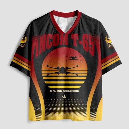 Incom T-65 X-wing Starfighter Geek Mesh Jersey, Custom Number T-65 X-wing Starwars Jersey, Starfighter Starwars Movie Fan Lovers Mesh Jersey