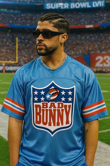 Bad Bunny Super Football Concert T-Shirt Unisex Custom Mesh Football Jersey
