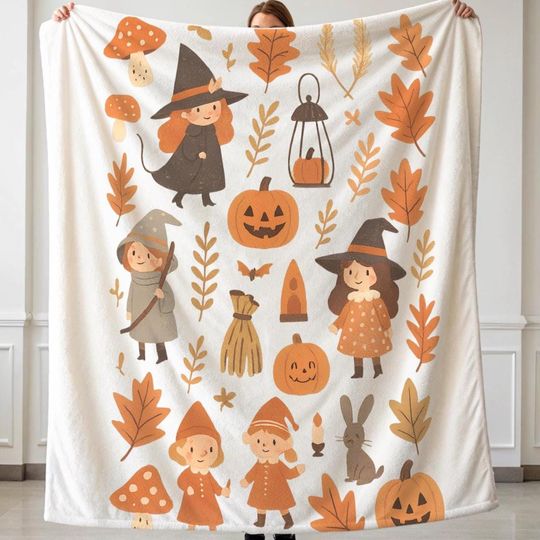 Discover Cute Halloween Baby Blanket - Witch Pumpkin Toddler Plush Fleece Blanket,Spooky Fall Nursery Decor| Whimsical Halloween Soft Minky Baby Gift