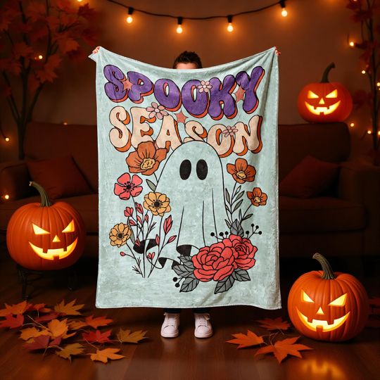 Discover Halloween Gift Blanket, Spooky Ghost Cozy Throw for Home