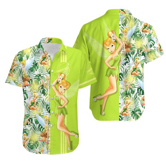 Disney Tinker Bell Hawaiian Shirt, Tinkerbell Shirt, Tinker Bell Hawaiian Shirt, Fairy Shirt, Summer Shirt, Disney Holiday Shirt