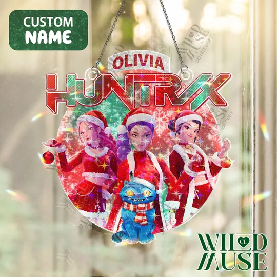 Custom Huntrix Christmas Ornament, Custom Kpop Demon Hunter Holo Ornament, Custom KPDH Christmas Ornament,  Xmas Gift for Huntrix fans, kids