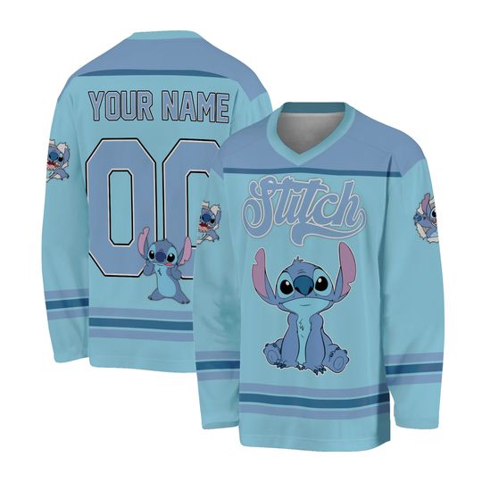 Custom Stitch Hockey Jersey, Cute Lilo & Stitch Gift, Funny Disney Family Matching Jersey