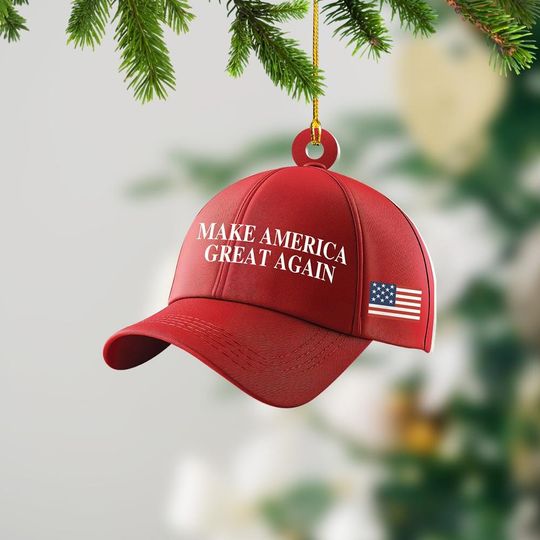 Discover Make America Great Again Ornament, MAGA Hat Trump Hat Ornament, 2D Flat Trump Christmas Hanging Decor, Gift For Trump Supporter ID-1113-A29I