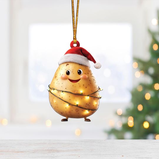 Lovely Potato Christmas Tree Ornament, Potato Flat Hanging Ornament, Potato Lovers Xmas Ornament Gift