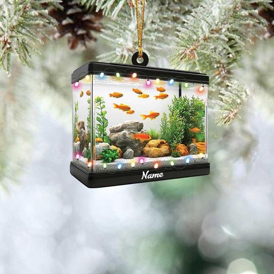 Personalized Aquarium Fish Tank Ornament, Fishes Christmas Ornament, Underwater Aquarium Ornament, Fish Tank Holiday Ornament