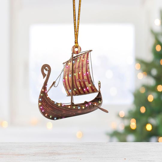 Discover Viking Ship Christmas Tree Ornament, Hanging Acrylic Decor, Holiday Gift