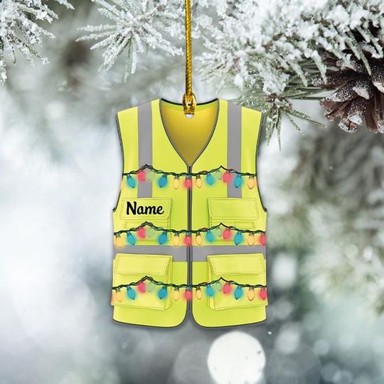 Discover Personalized Safety Vest Christmas Ornament, Construction Christmas Ornament, Heavy Equipment Operator Ornament, Worker Gift