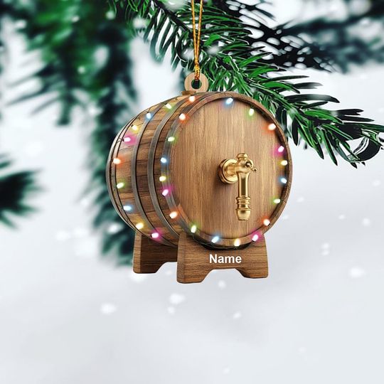 Discover Personalized Oak Barrel Beer Ornament, Oak Beer Barrel Christmas Ornament, Wine Barrels Ornament, Barrel Oak Whiskey Ornament TD-1110-KAKL
