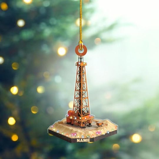 Discover Personalized 2D Flat Drilling Rig Ornament, Drill Tower Christmas Ornament, Oil Derrick Ornament Gift, Drill Tower Car Ornament ID-1212-RM92