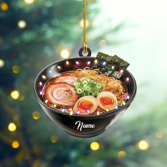 Discover Personalized 2D Flat Ramen Noodle Ornament, Ramen Christmas Decor, Ramen Hanging Decor, Food Holiday Ornament, Ramen Lover Gift ID-1128-6CHO